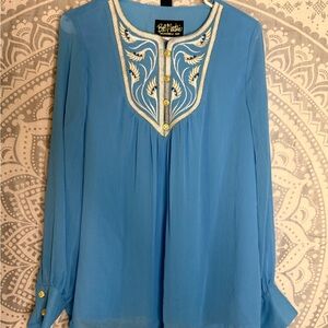 Bob Mackie Sky Blue Embroidered Blouse